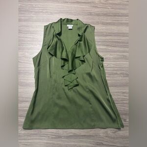 Ann Taylor Silk Sleeveless Blouse Size 8 Green
